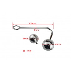 Metal stainless steel replaceable round double ball anal hook